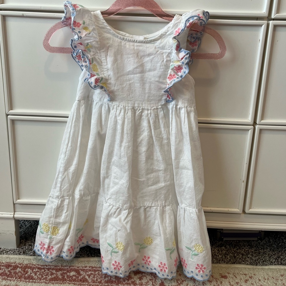 Floral Embroidered White Toddler Dress